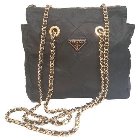 prada black and gold purse|old Prada black purses.